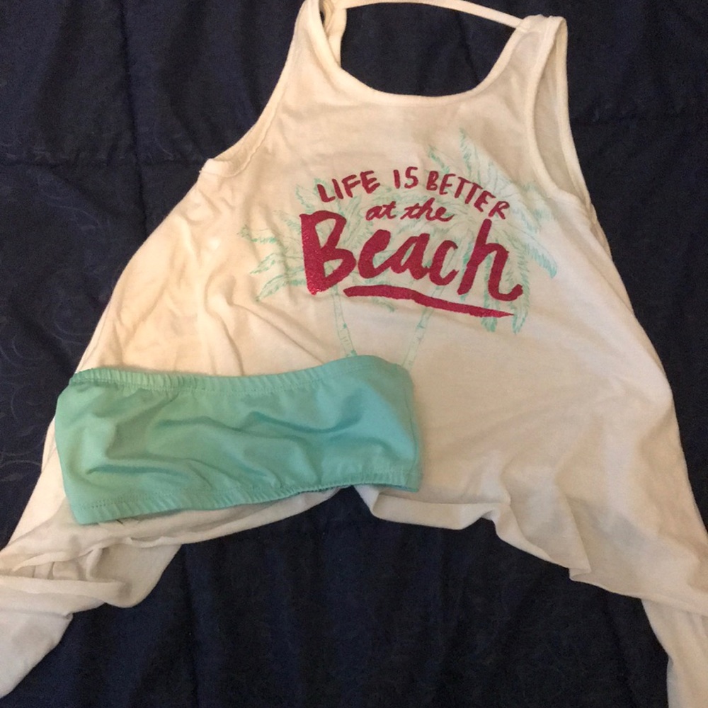 Girls relaxed tank with bando bra to match